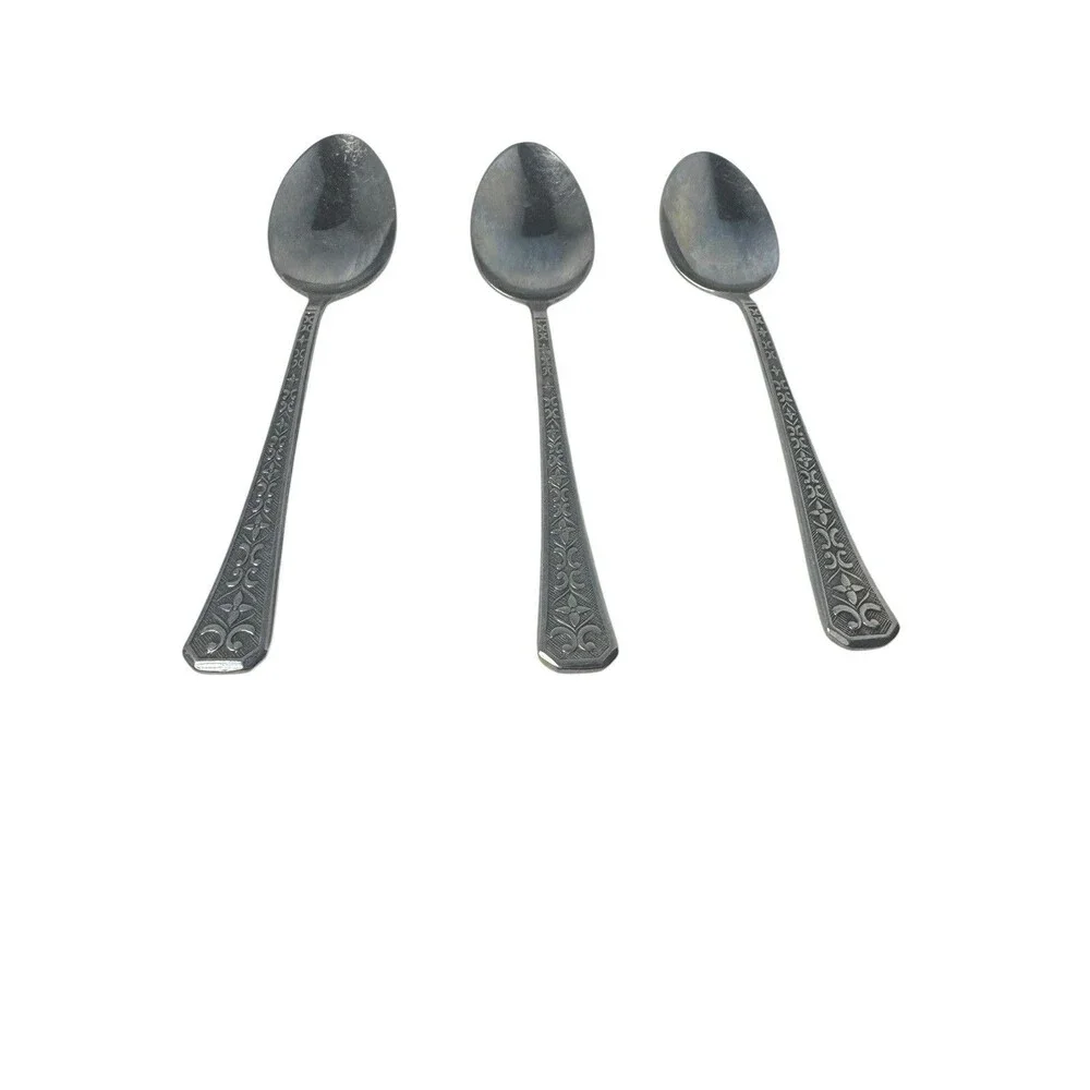 VTG INTERPUR Florenz Stainless Flatware Korea Floral Daisy Fleur de Lis Lot (13)
